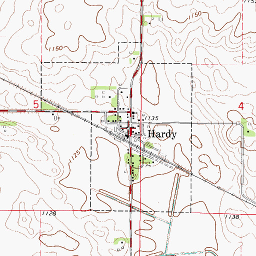 Topographic Map of City of Hardy, IA