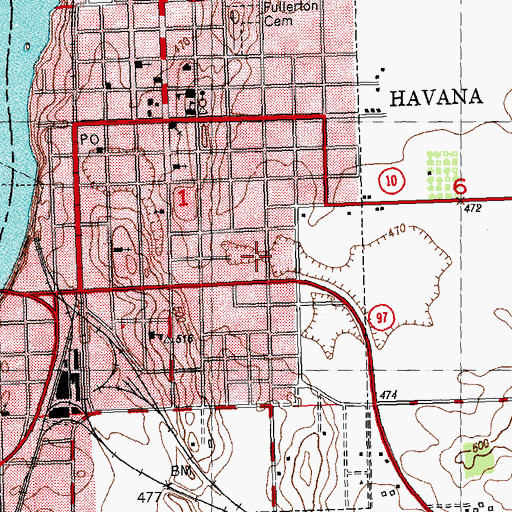 Topographic Map of City of Havana, IL