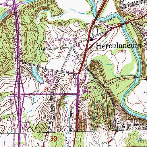 Topographic Map of City of Herculaneum, MO