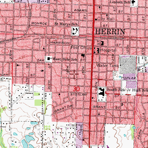 Topographic Map of City of Herrin, IL