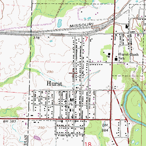 Topographic Map of City of Hurst, IL