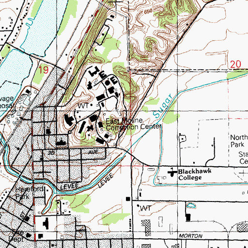 Topographic Map of City of East Moline, IL