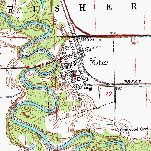 Topographic Map of City of Fisher, MN