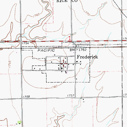 Topographic Map of City of Frederick, KS