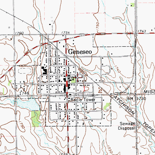 Topographic Map of City of Geneseo, KS