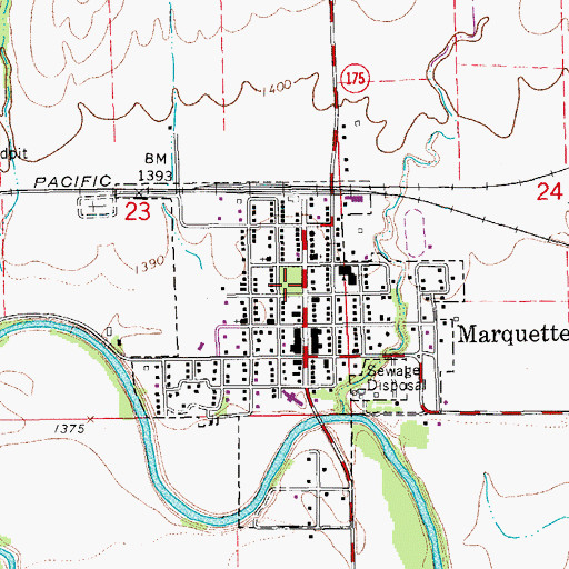Topographic Map of City of Marquette, KS