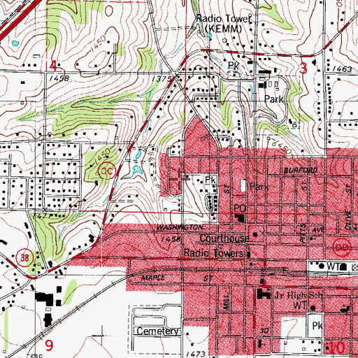 Topographic Map of City of Marshfield, MO