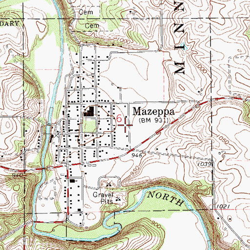 Topographic Map of City of Mazeppa, MN