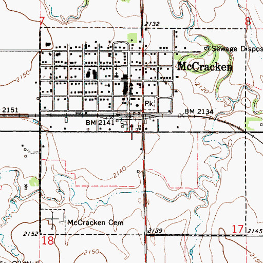 Topographic Map of City of McCracken, KS