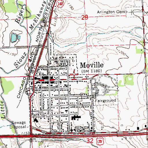 Topographic Map of City of Moville, IA