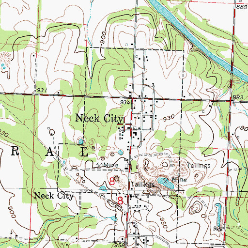 Topographic Map of City of Neck City, MO