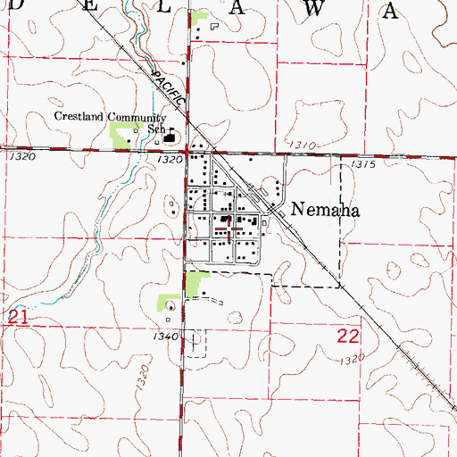 Topographic Map of City of Nemaha, IA