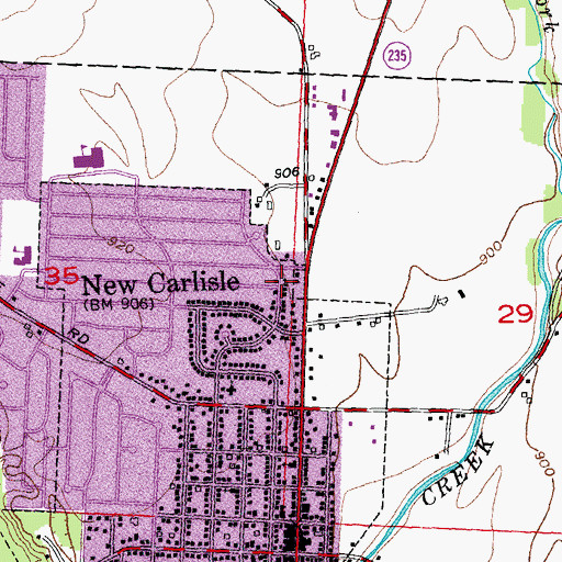 Topographic Map of City of New Carlisle, OH