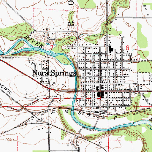 Topographic Map of City of Nora Springs, IA