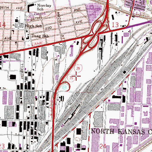Topographic Map of City of North Kansas City, MO