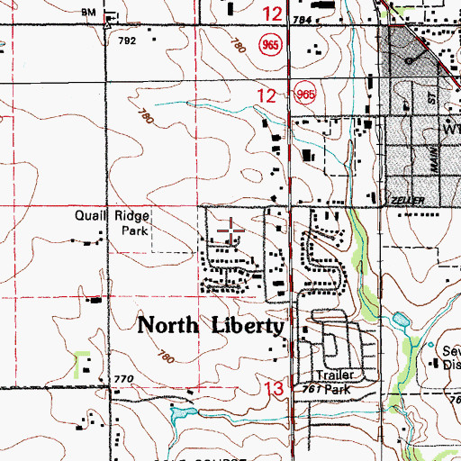 Topographic Map of City of North Liberty, IA