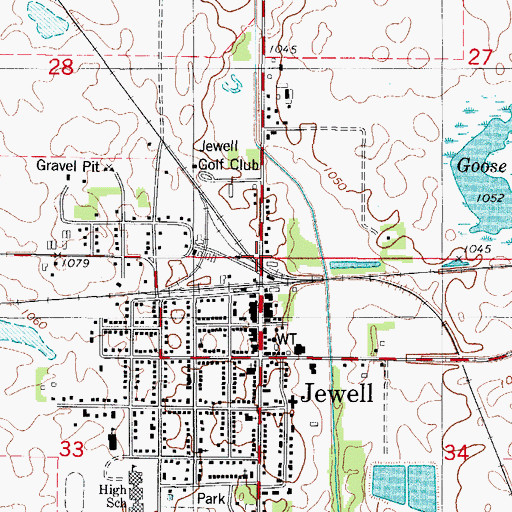 Topographic Map of City of Jewell Junction, IA