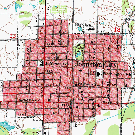 Topographic Map of City of Johnston City, IL