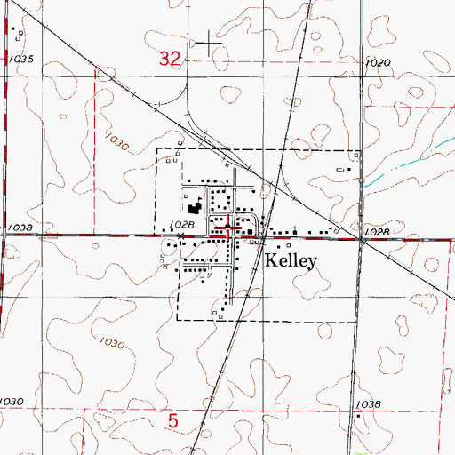 Topographic Map of City of Kelley, IA