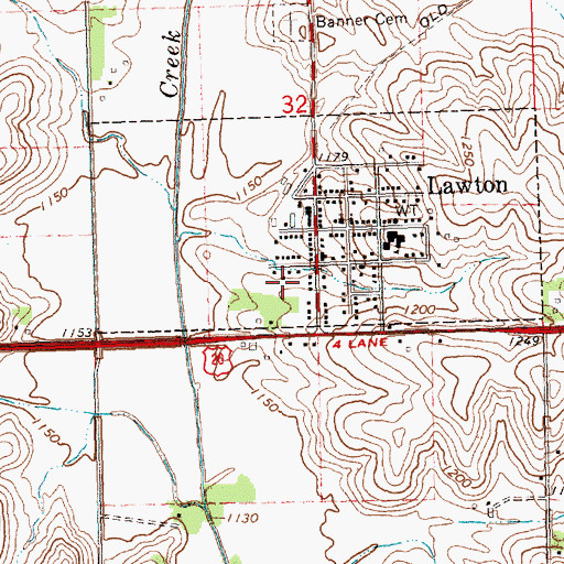 Topographic Map of City of Lawton, IA
