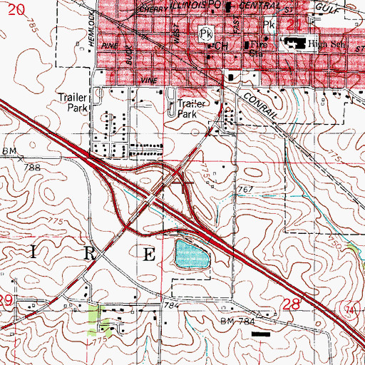 Topographic Map of City of Le Roy, IL