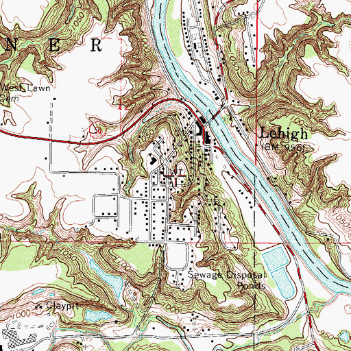 Topographic Map of City of Lehigh, IA