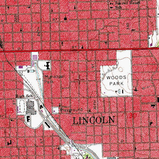 Topographic Map of City of Lincoln, NE