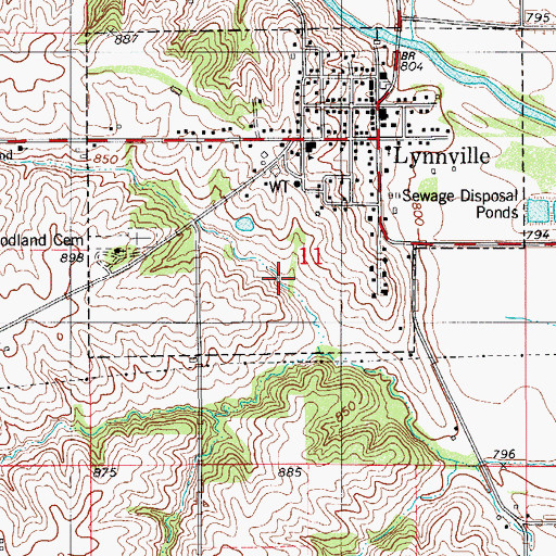 Topographic Map of City of Lynnville, IA