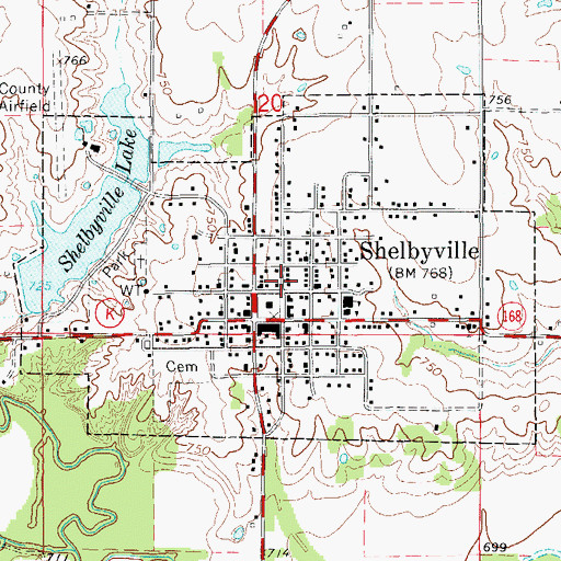 Topographic Map of City of Shelbyville, MO