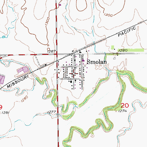 Topographic Map of City of Smolan, KS