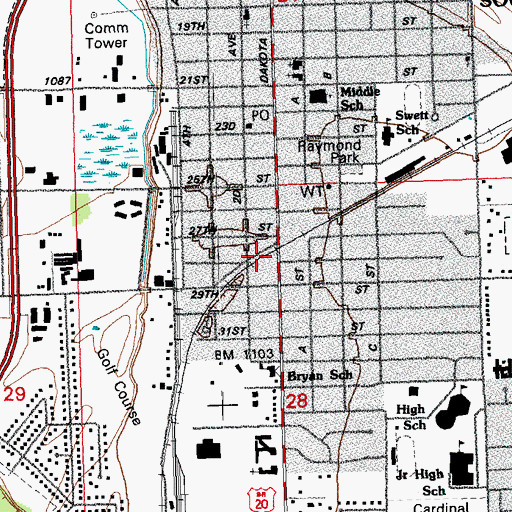 Topographic Map of City of South Sioux City, NE