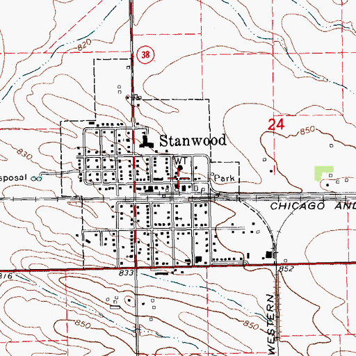 Topographic Map of City of Stanwood, IA