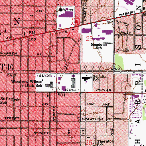 Topographic Map of City of Terre Haute, IN