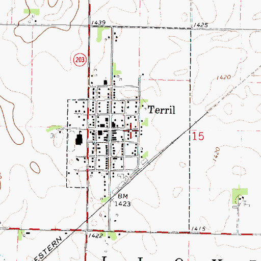 Topographic Map of City of Terril, IA