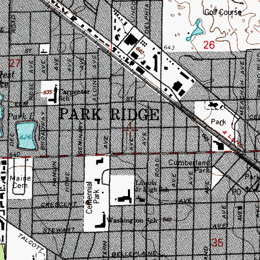 Topographic Map of City of Park Ridge, IL