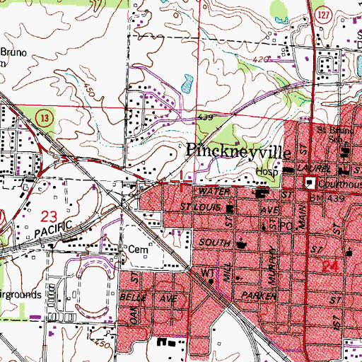 Topographic Map of City of Pinckneyville, IL