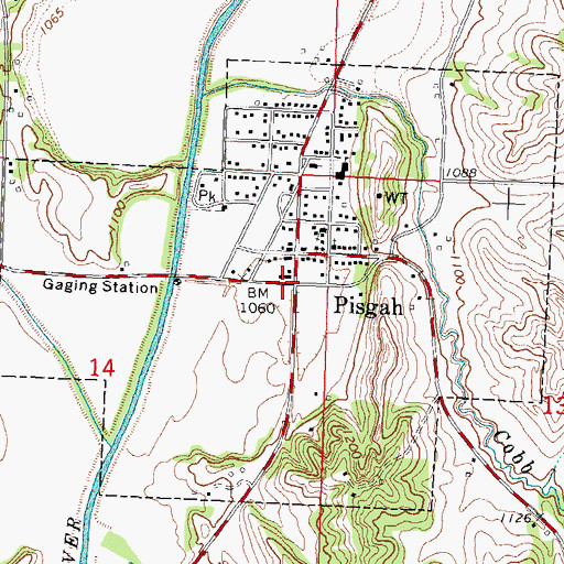 Topographic Map of City of Pisgah, IA