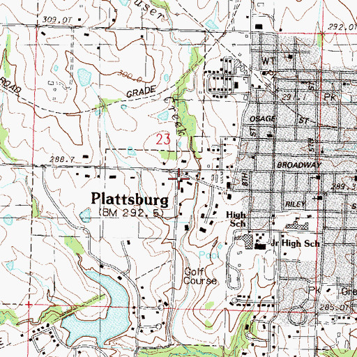 Topographic Map of City of Plattsburg, MO