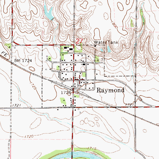 Topographic Map of City of Raymond, KS