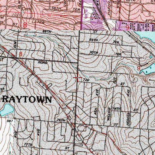 Topographic Map of City of Raytown, MO