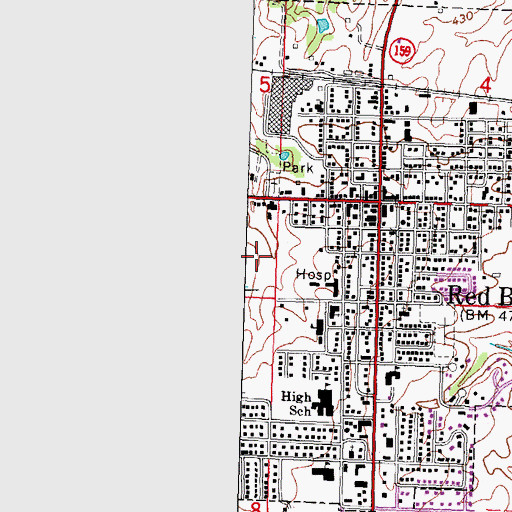 Topographic Map of City of Red Bud, IL