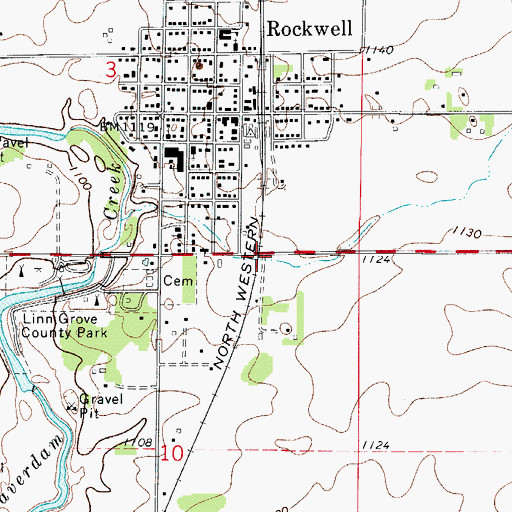 Topographic Map of City of Rockwell, IA
