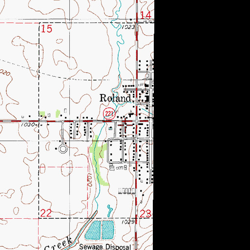 Topographic Map of City of Roland, IA