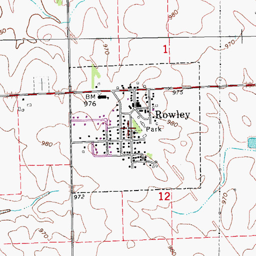 Topographic Map of City of Rowley, IA
