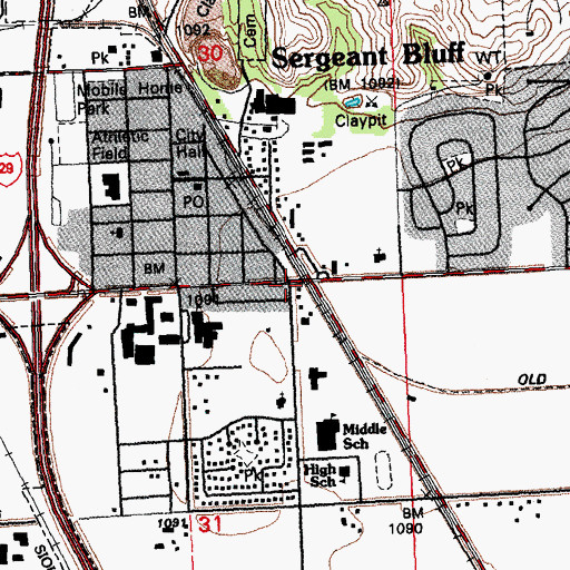 Topographic Map of City of Sergeant Bluff, IA