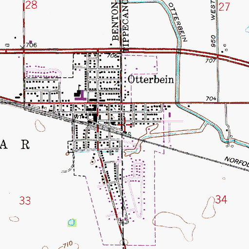 Topographic Map of Town of Otterbein, IN