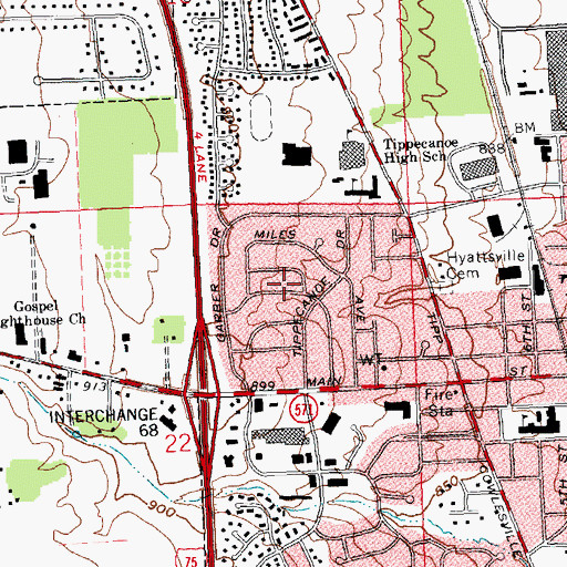 Topographic Map of City of Tipp City, OH