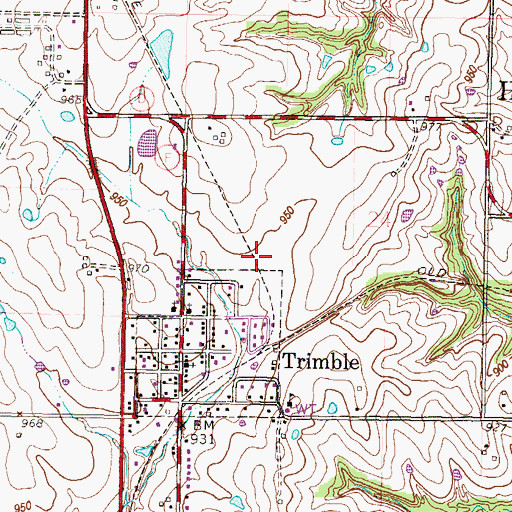 Topographic Map of City of Trimble, MO
