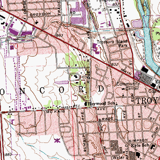 Topographic Map of City of Troy, OH