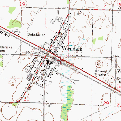 Topographic Map of City of Verndale, MN